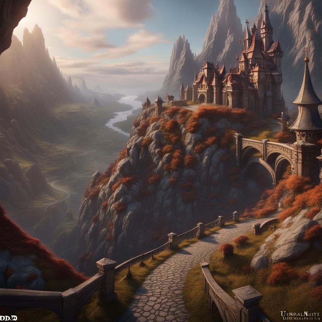 Dwarven Road: Detailed Matte Painting in Fantasy Style