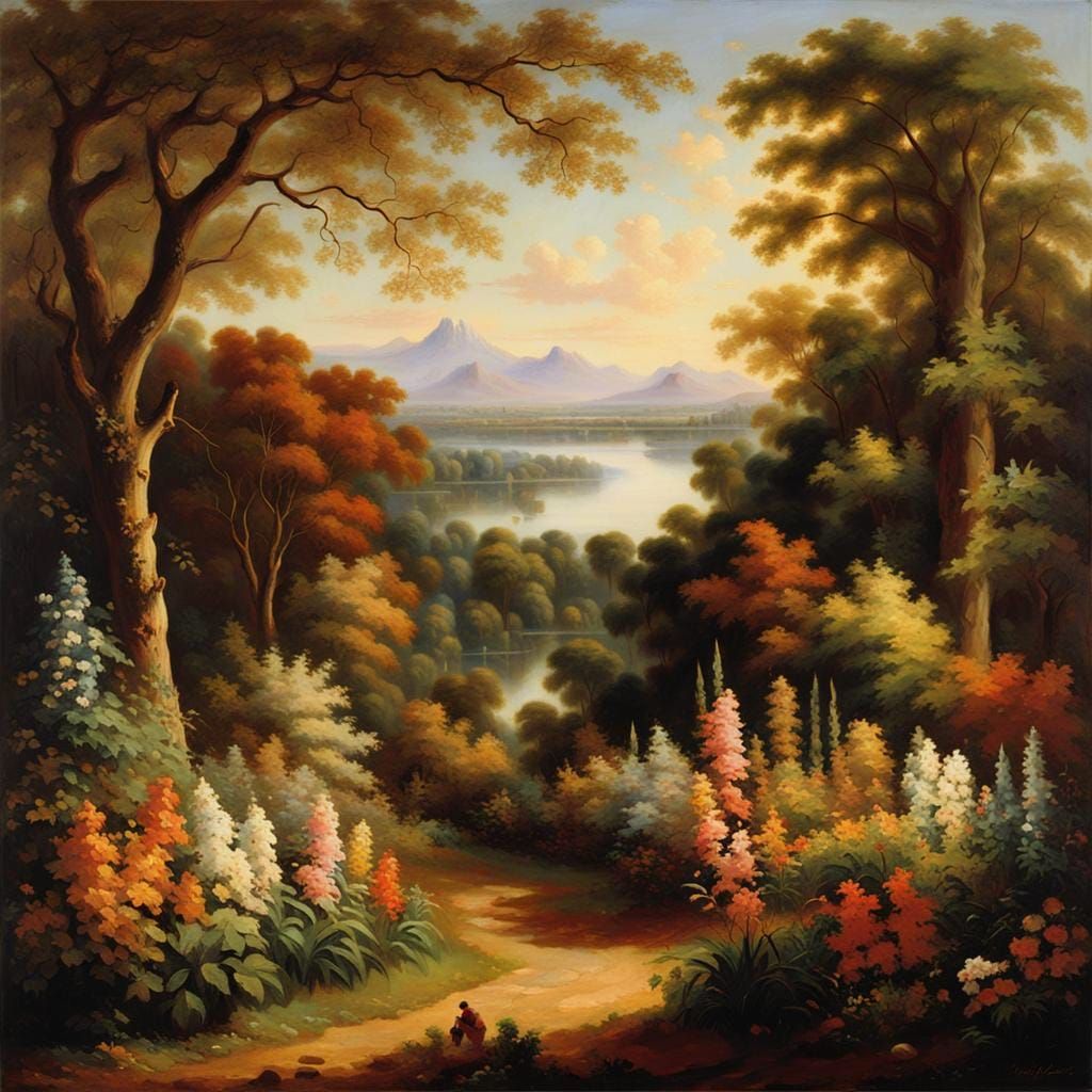 Garden Landscape in Hudson River School Style