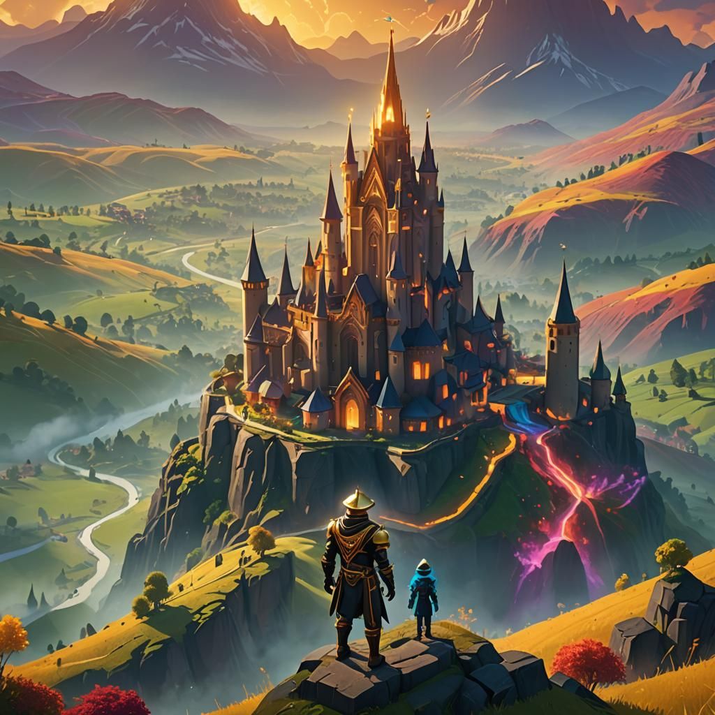 Roblox Hero in Dreamlike Fantasy Landscape