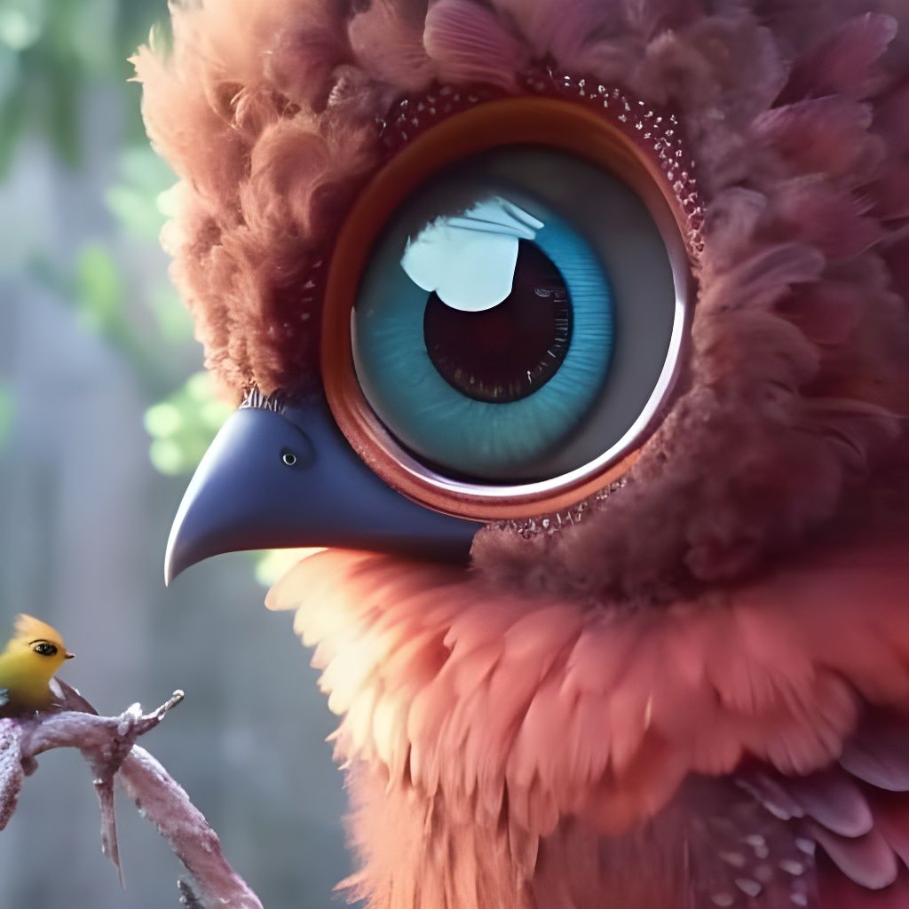 Adorable Depressed Baby Bird: Detailed Digital Art