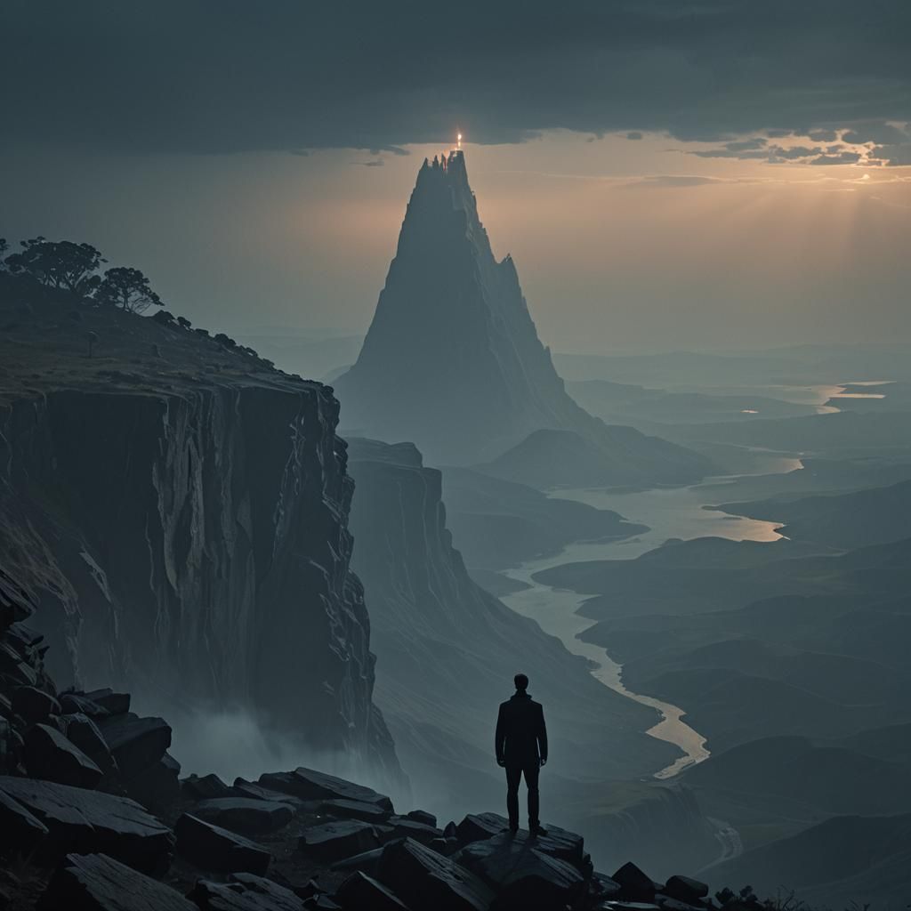 Moody Trigon Film Still in Noir Style