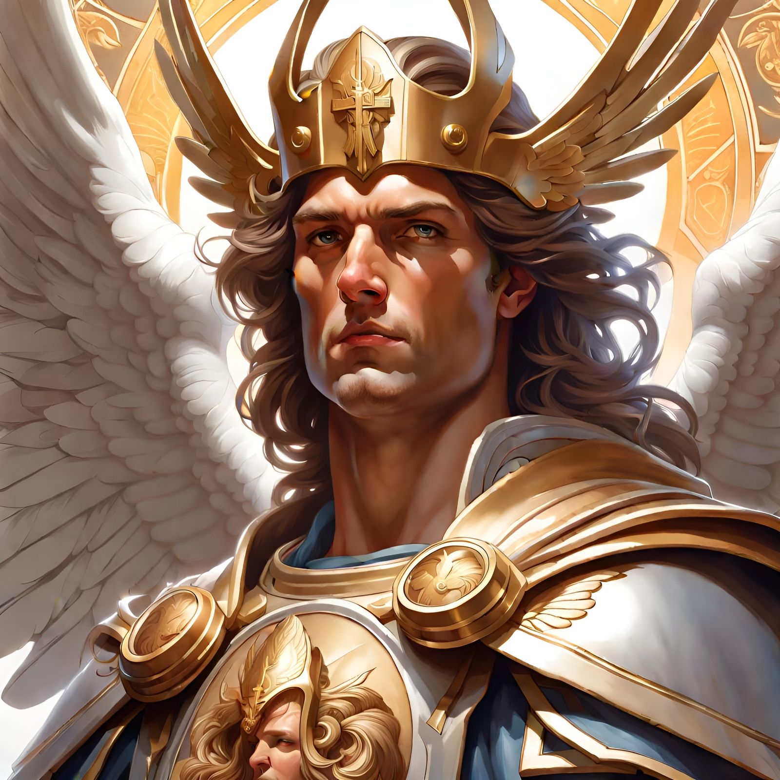 Saint Michael the Archangel Portrait in Art Nouveau Style