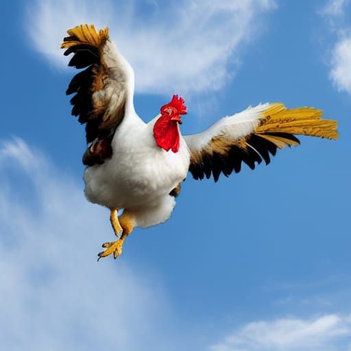 Super Chicken Flying Over the Alps