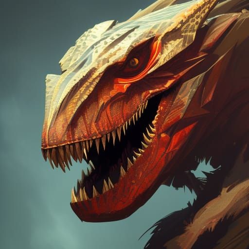 Demonic Raptor Portrait in Hyperdetailed Style