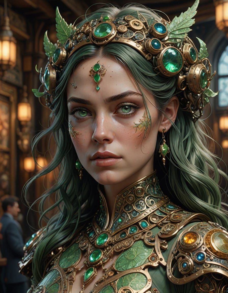 Earth Elemental Portrait in Hyperrealistic Maximalist Style