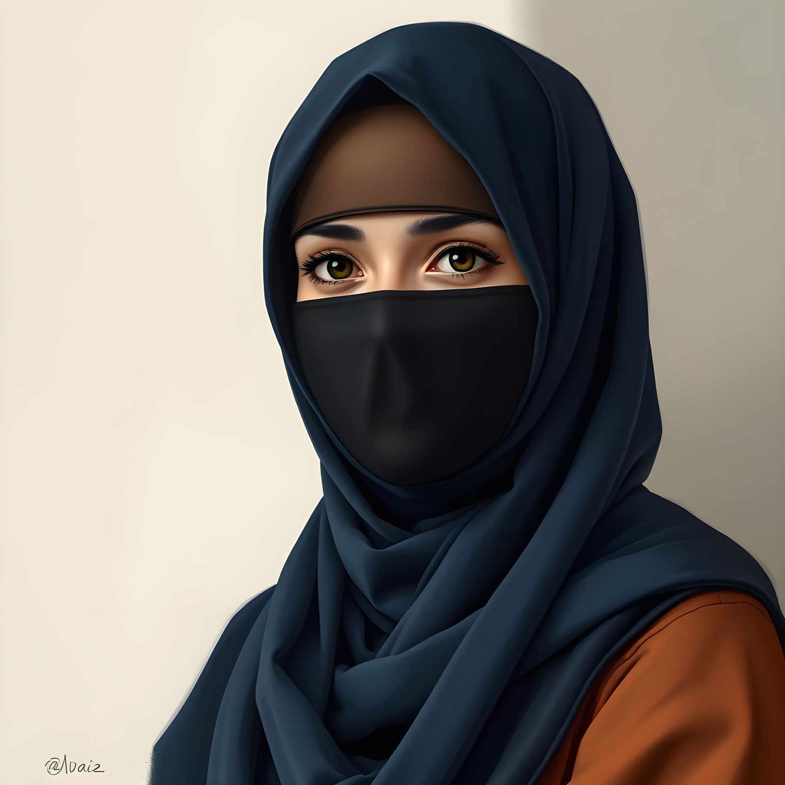 Elegant Niqabi Woman in Soft, Minimalist Style