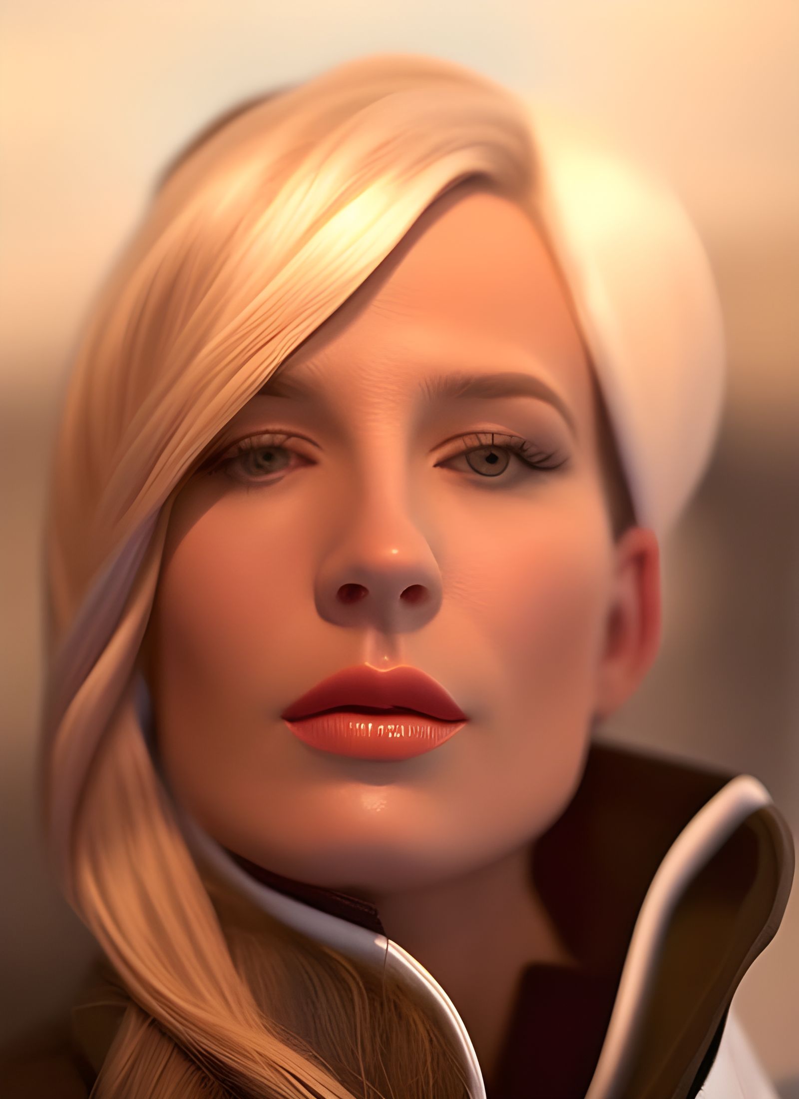 Woman in London Cafe, Photorealistic 35mm Film