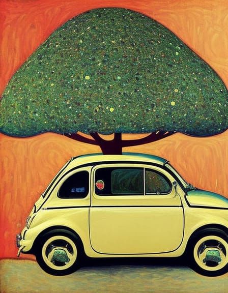 Fiat 500 with Christmas Tree, Bauhaus Style