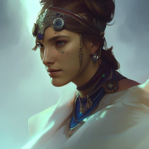 Detailed Portrait of a Lady Knight in Splash Art Style