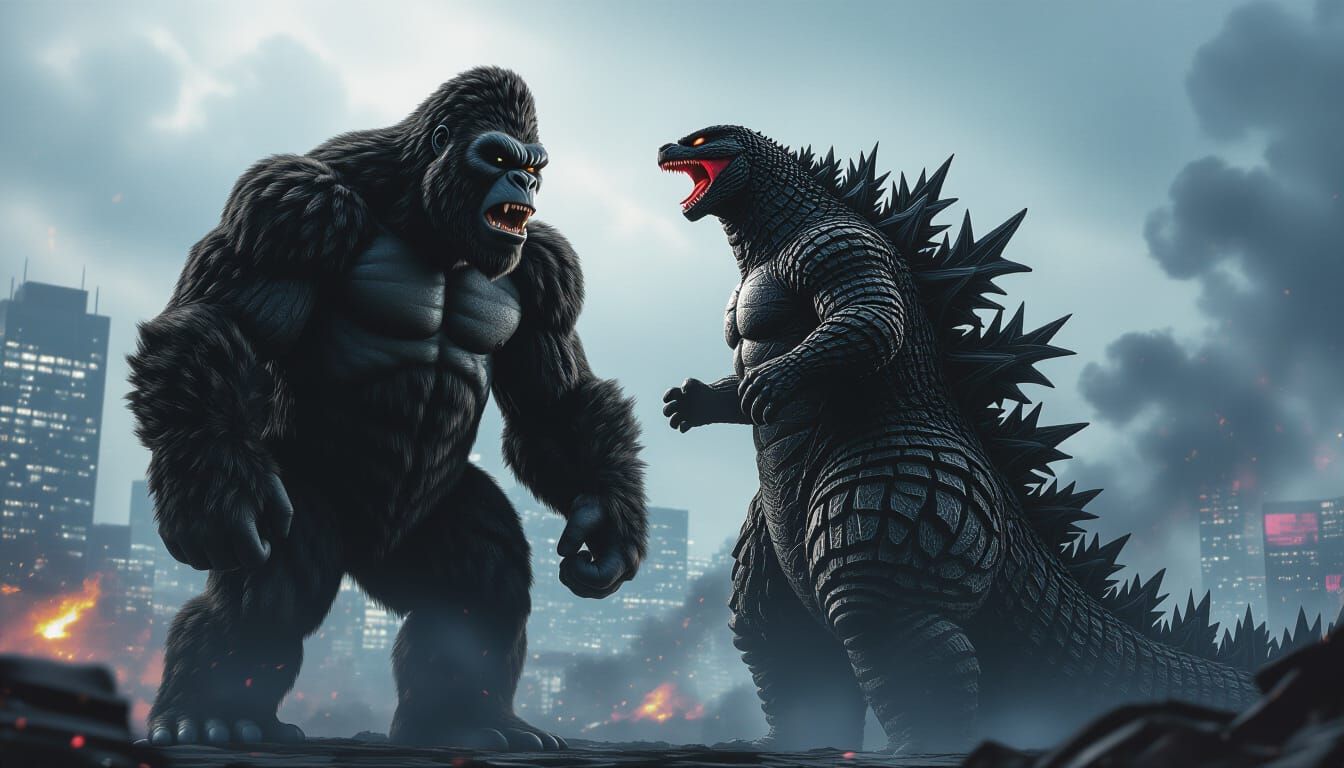 King Kong and Godzilla: Hyperrealistic Poster Art