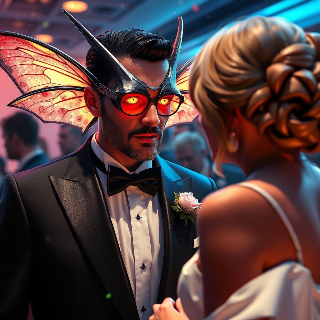 Mothman in Tuxedo Attends Formal Wedding