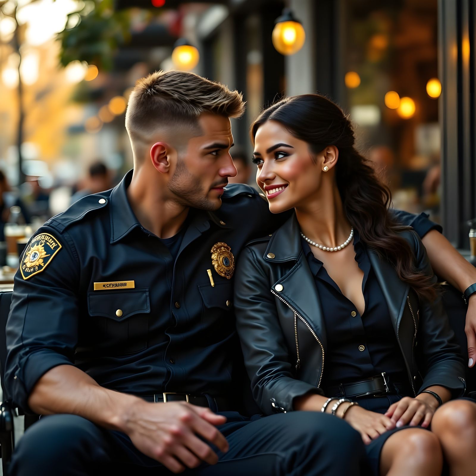 Crisp Police Officer and Elegant Office Worker Share Tender ...