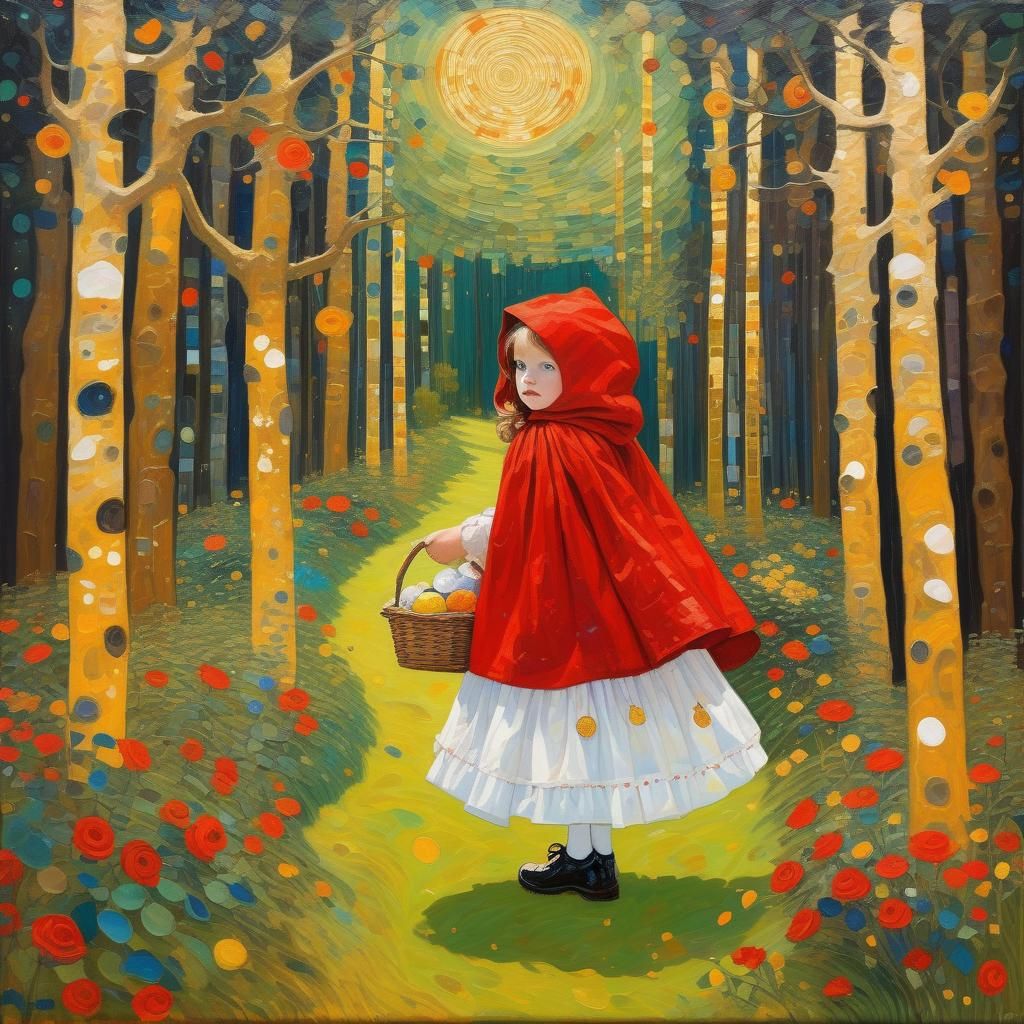 Little Red Riding Hood in Klimt Style