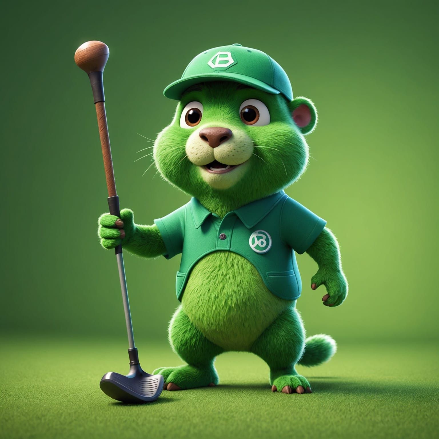 Green Gopher Golfing: Pixar Style 3D Art