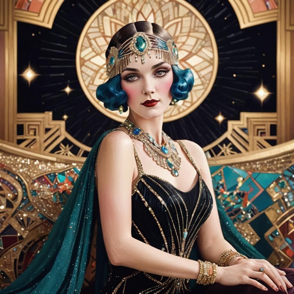 Glamorous Flapper in Art Deco Style