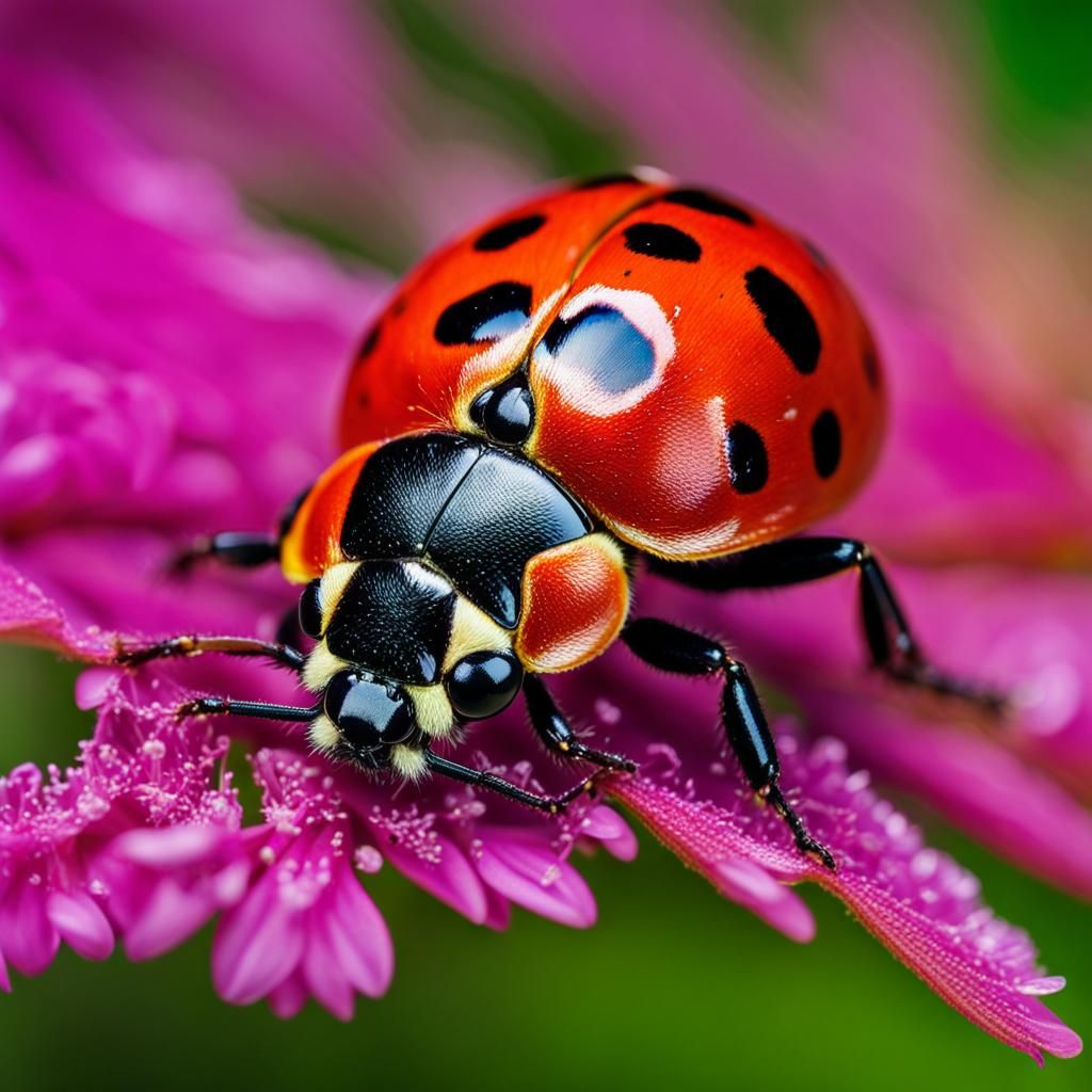 Macro Ladybug Extreme Closeup in Vibrant Colors