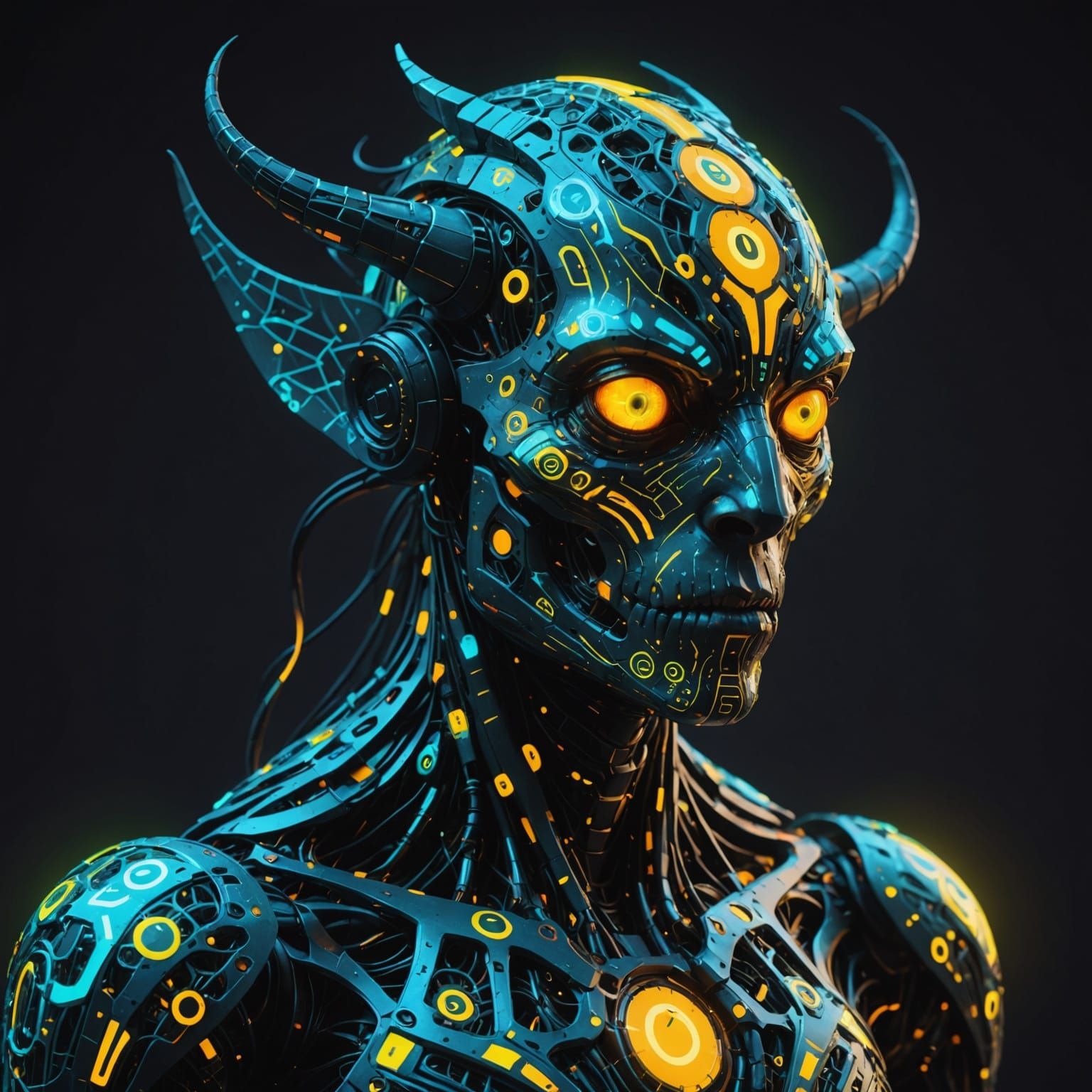 Psychedelic Digital Creature With Glowing Numbers