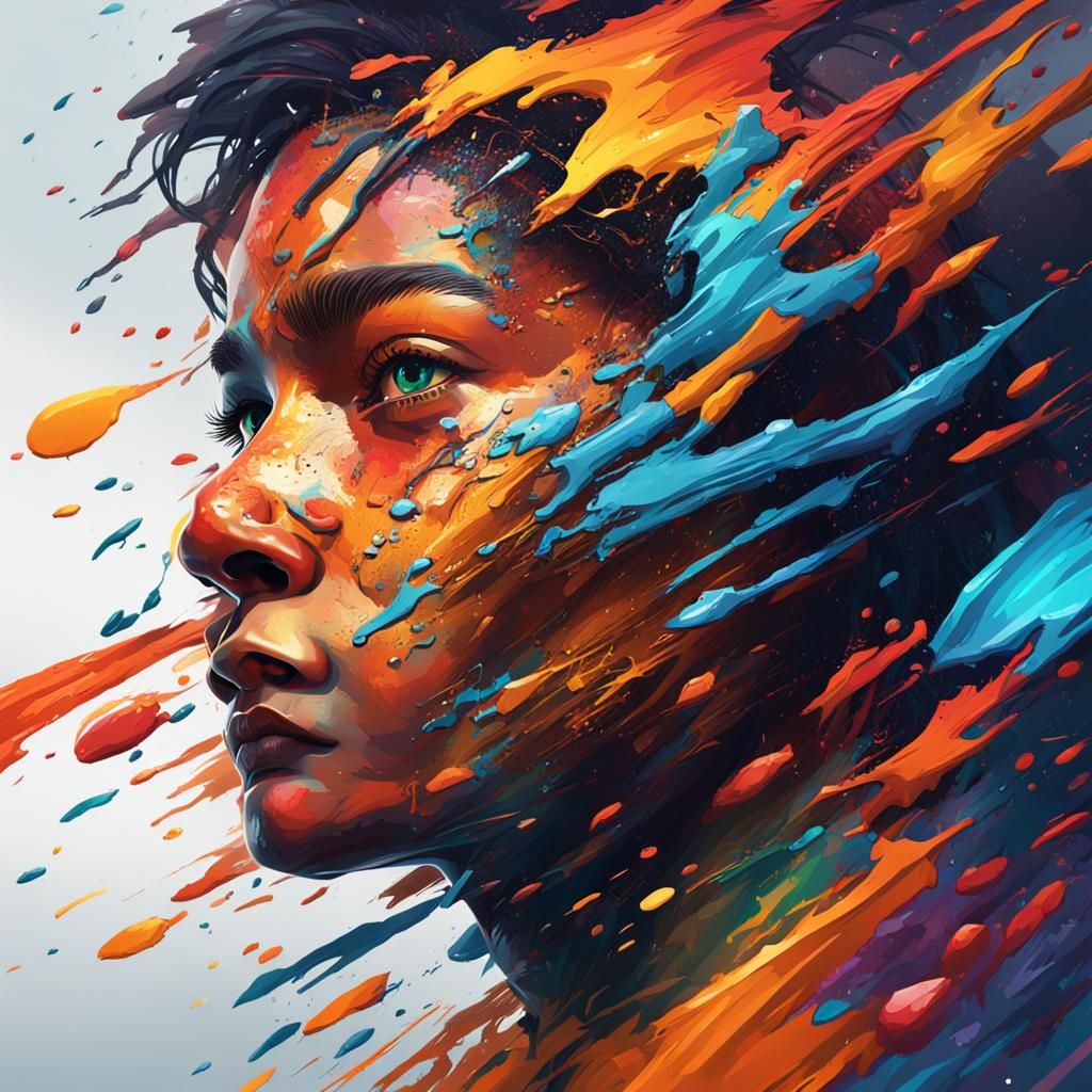 Hyperrealistic Portrait with Dramatic Lighting and Color