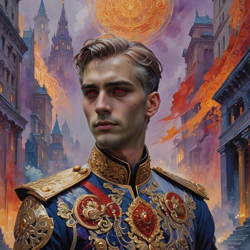 Golden-Eyed General in Cybercity, Fauvist Art