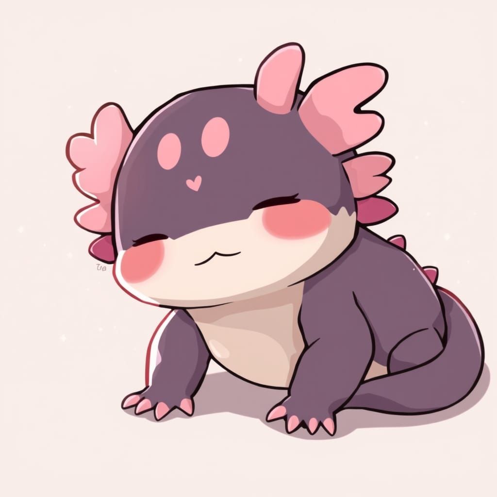Cute Axolotl in Anime Style