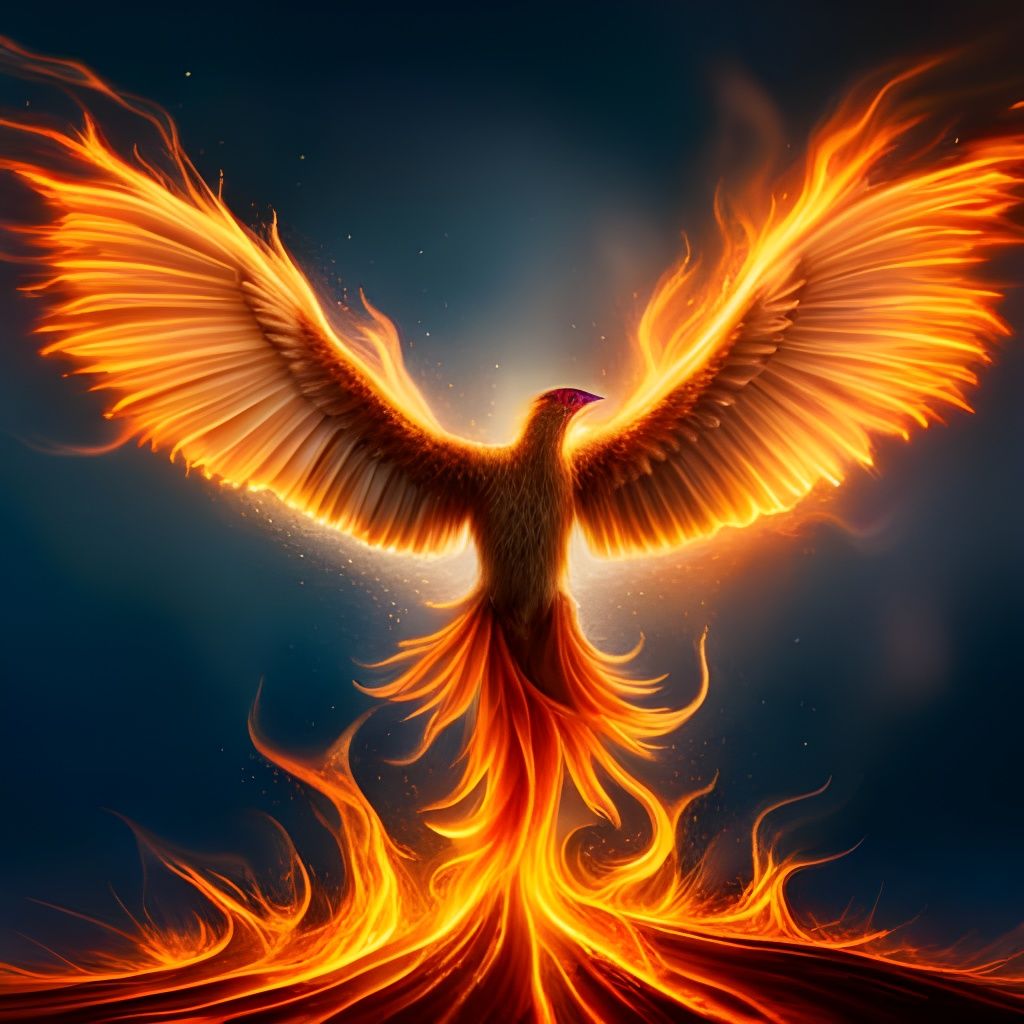Burning Phoenix Rising: Hyperrealistic Fantasy Art