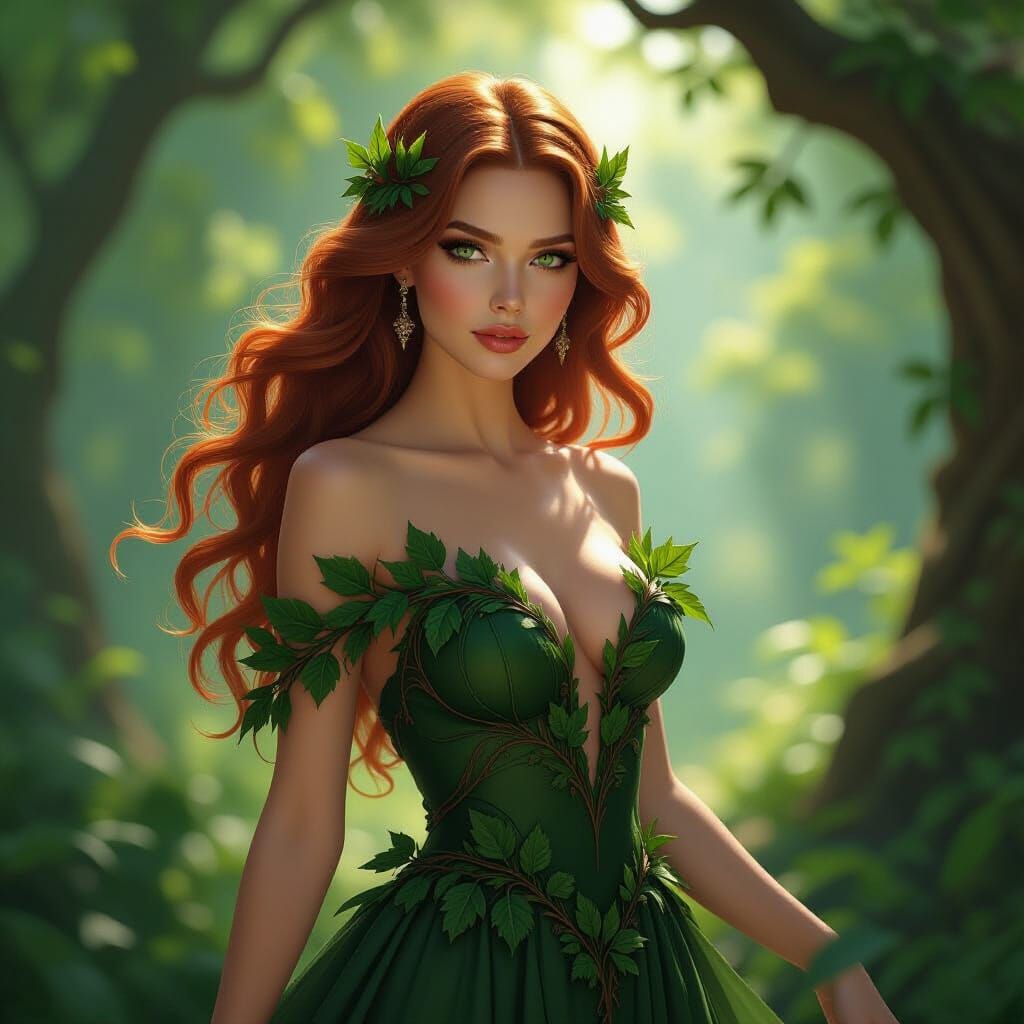 Enchanted Forest Portrait in Alphonse Mucha Style