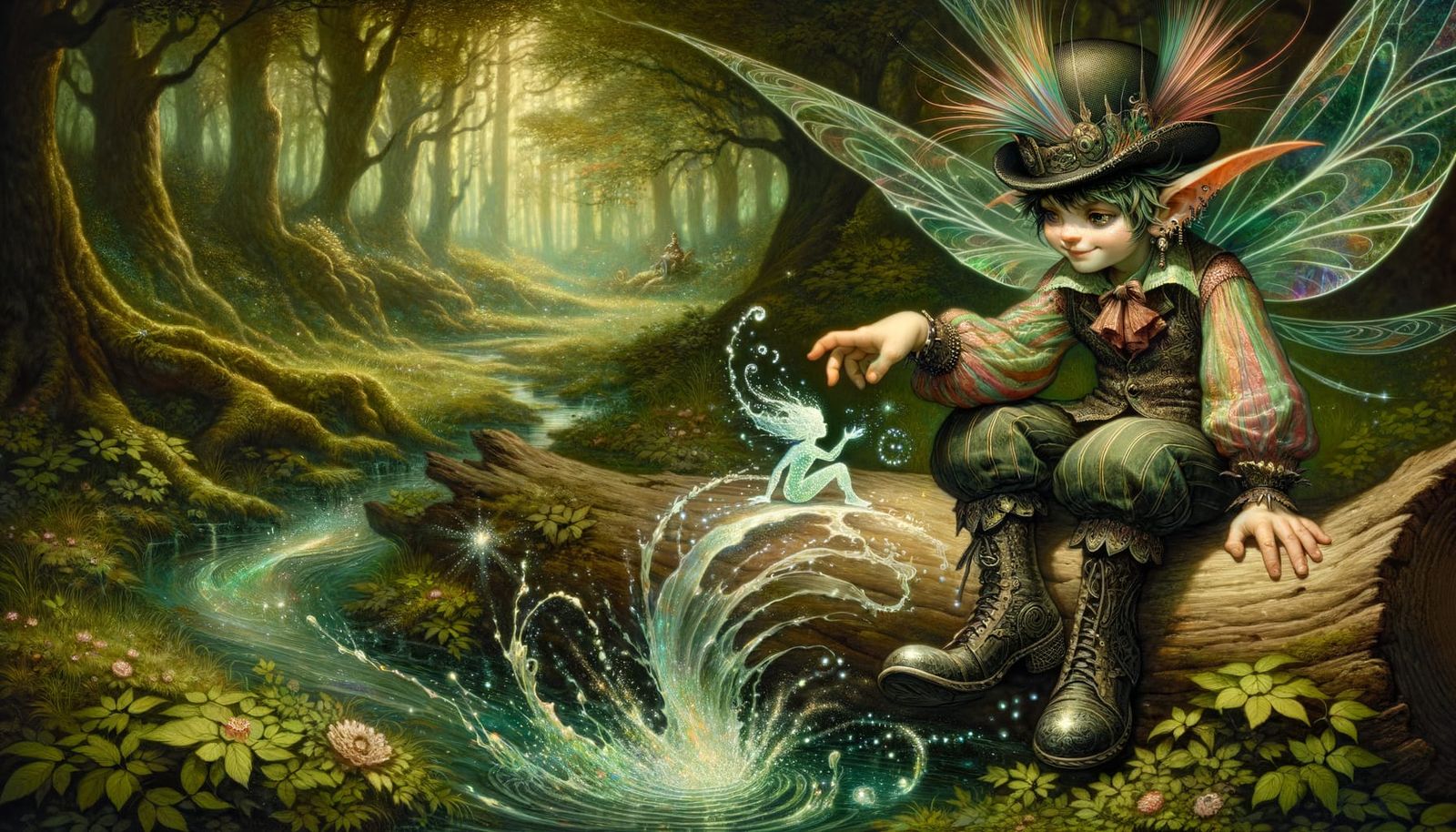 Whimsical Punk Pixie in Ethereal Forest