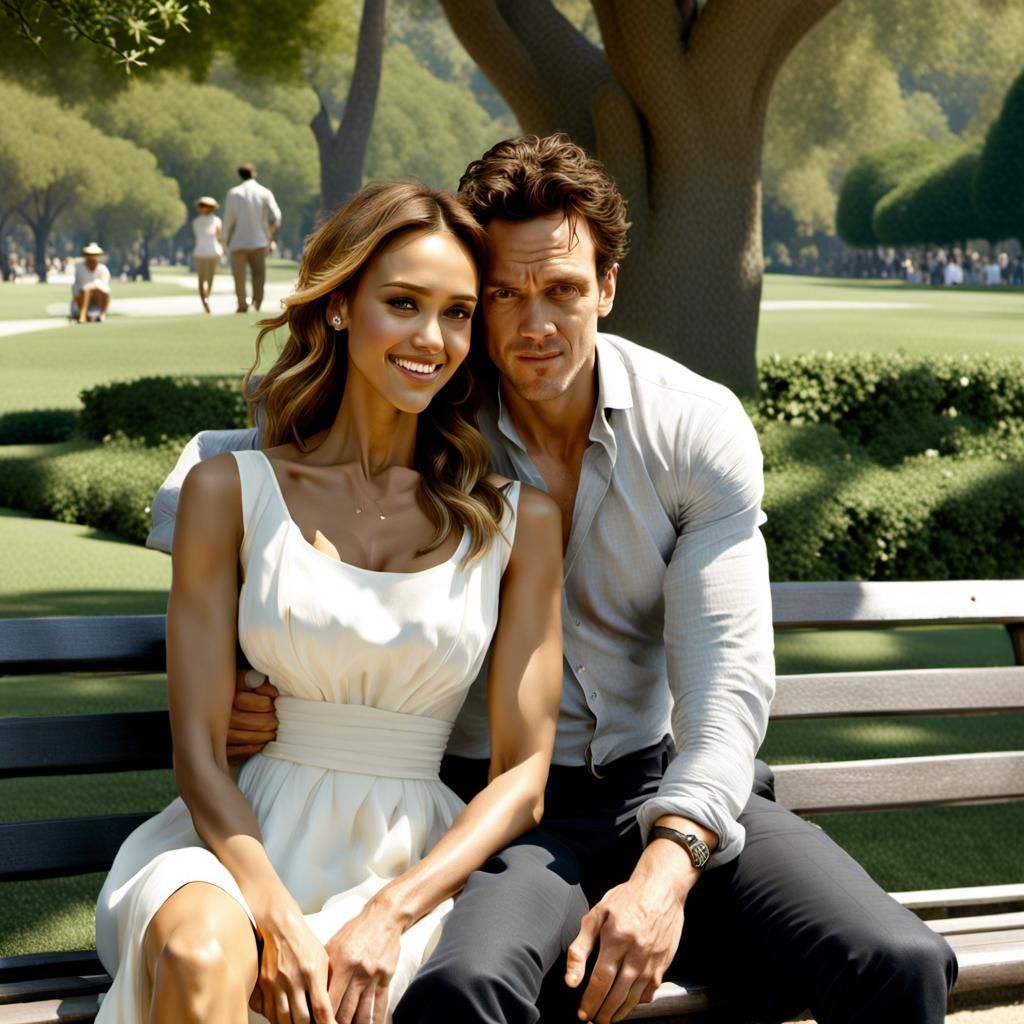 Jessica Alba and Ioan Gruffudd in Central Park