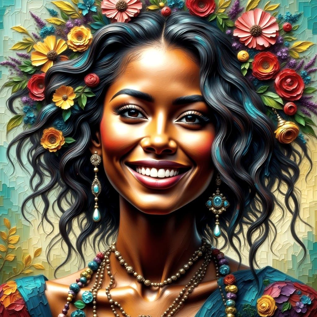 Gentle Jamaican Beauty in Traditional Attire