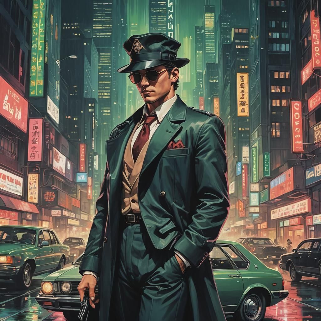 Green Hornet: Cyberpunk Detective in Film Noir Style