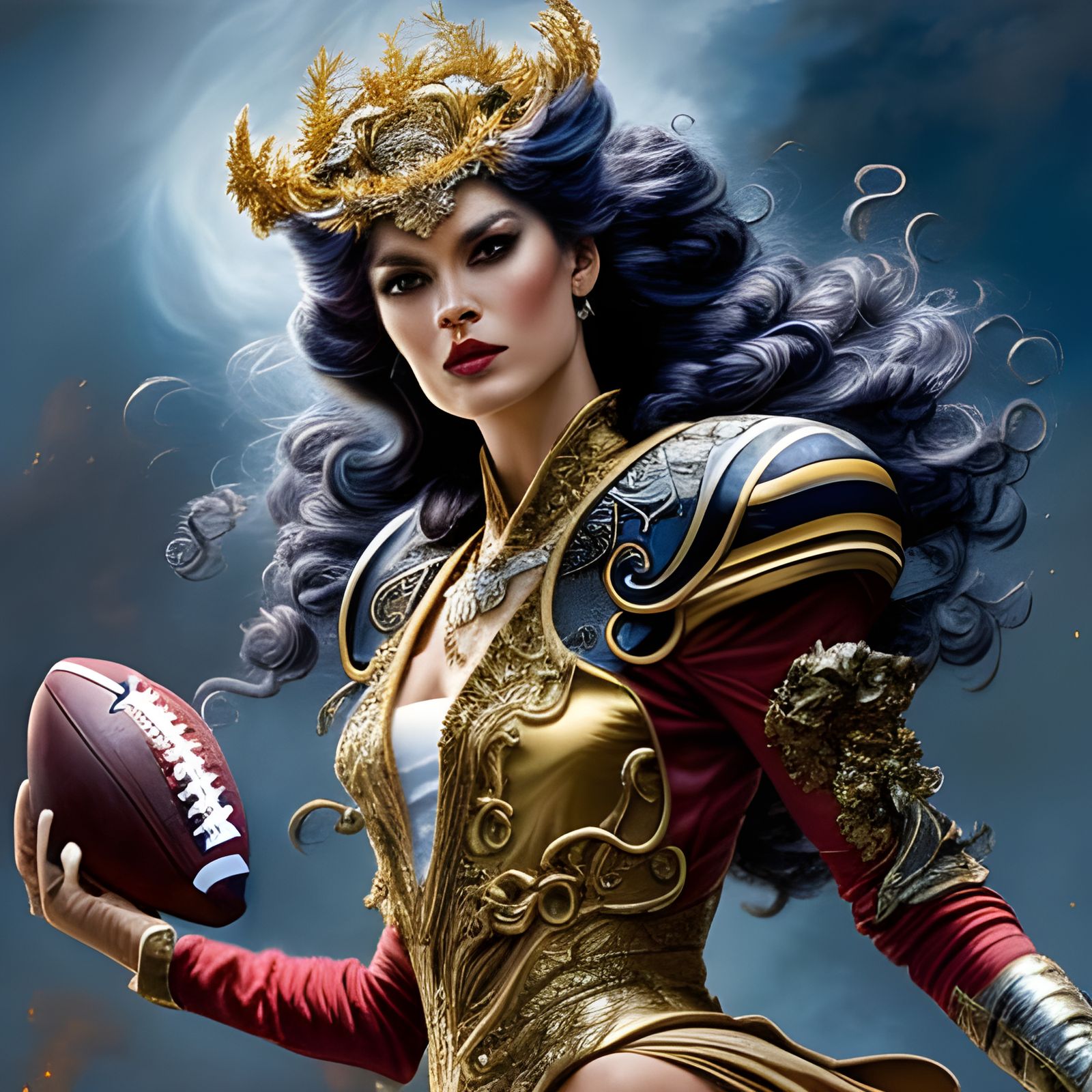 Wizard Holding Football in Rococo Style