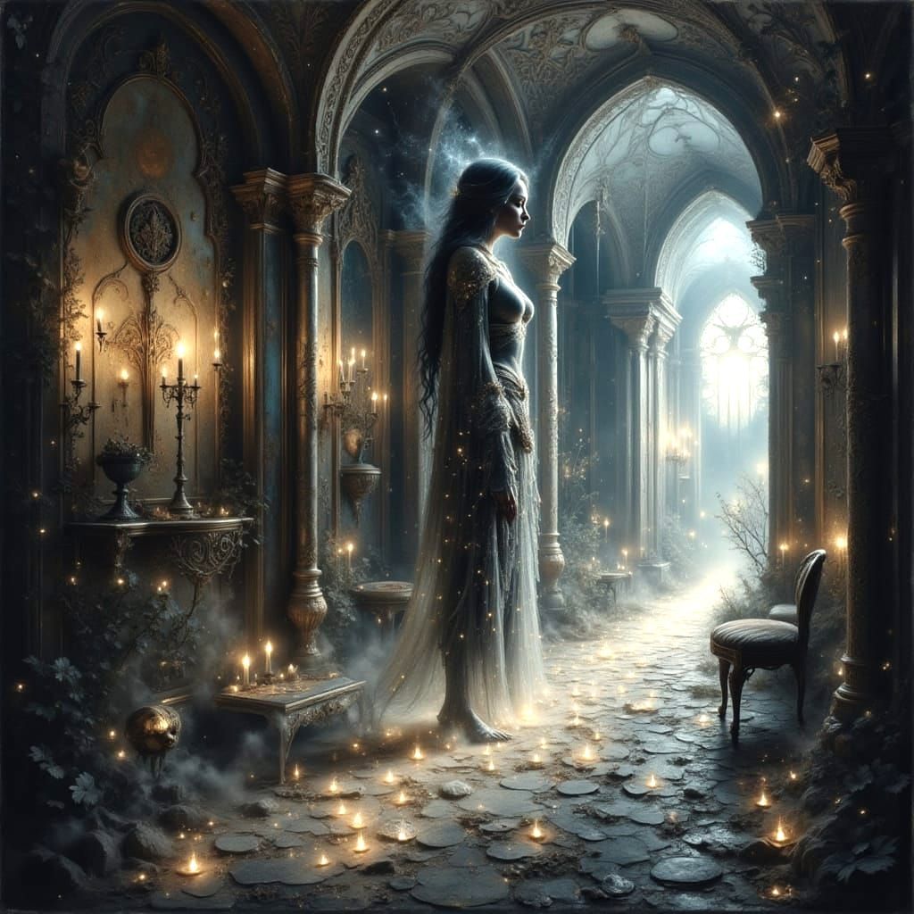Ethereal Woman in Gothic Renaissance Style