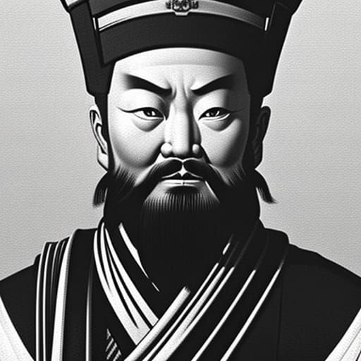 Realistic Portrait of Sun Tzu in Hyperdetailed Style