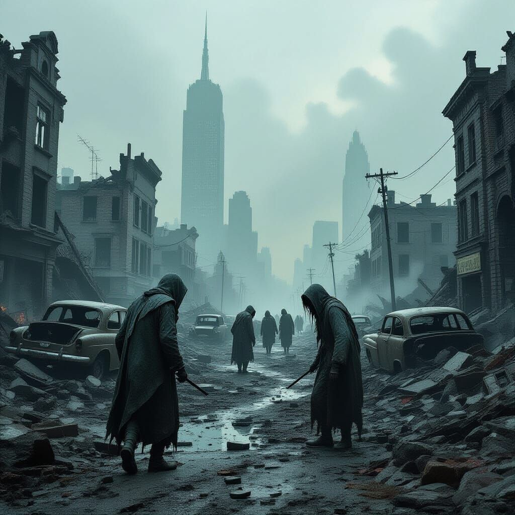 Apocalyptic Wasteland: Survivors in a Ruined City