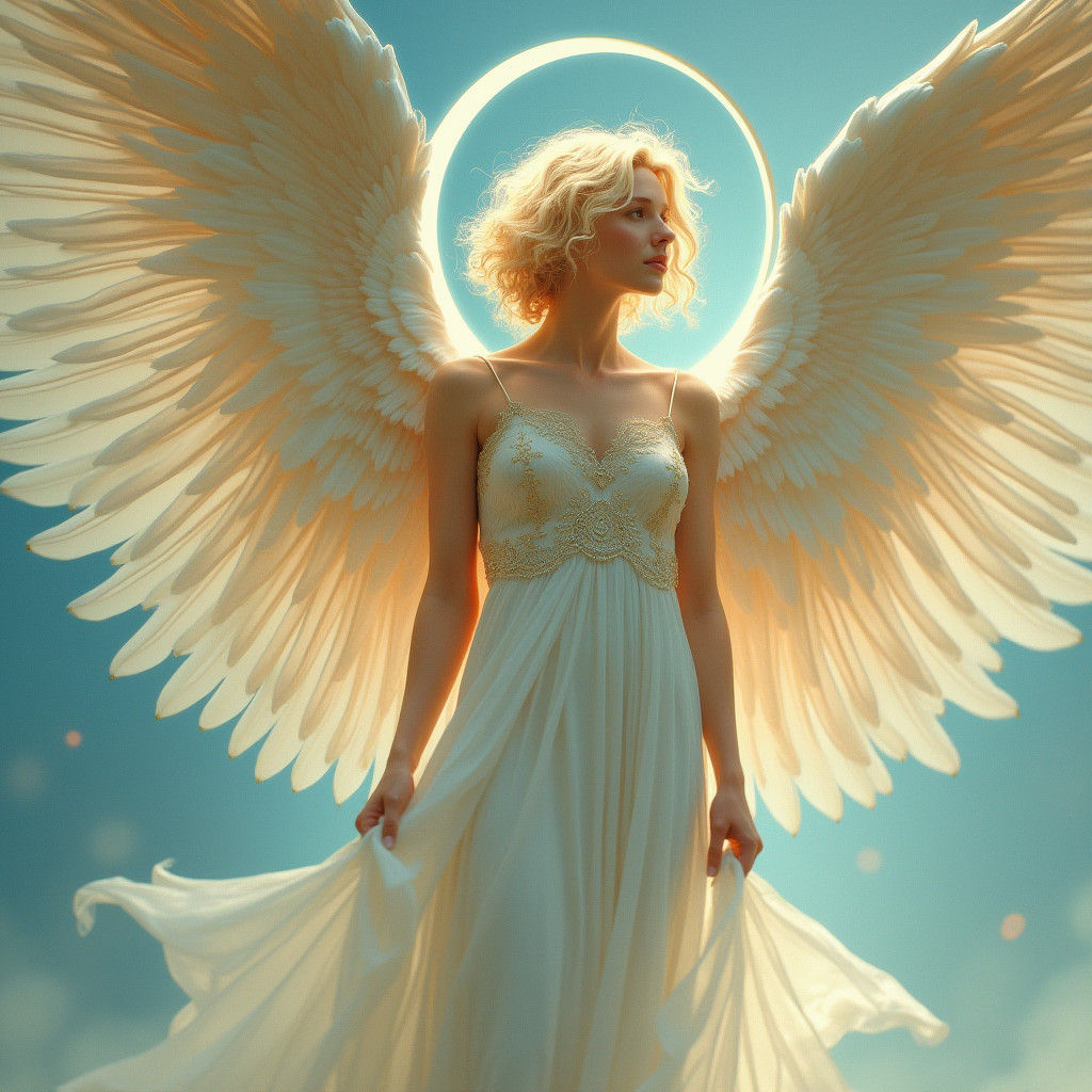 Red Winged Angel in Ethereal Light