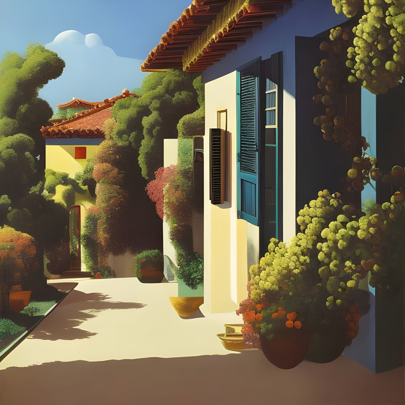 Coastal Town Entryway in Surreal Style