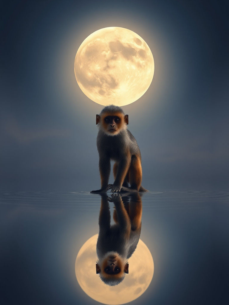Capuchin Monkey Under Moonlight: Wildlife Photography
