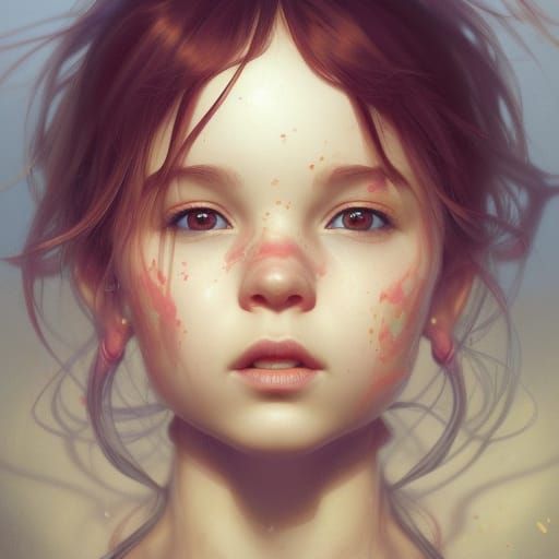 Detailed Portrait of a 2-Year-Old in Art Nouveau Style