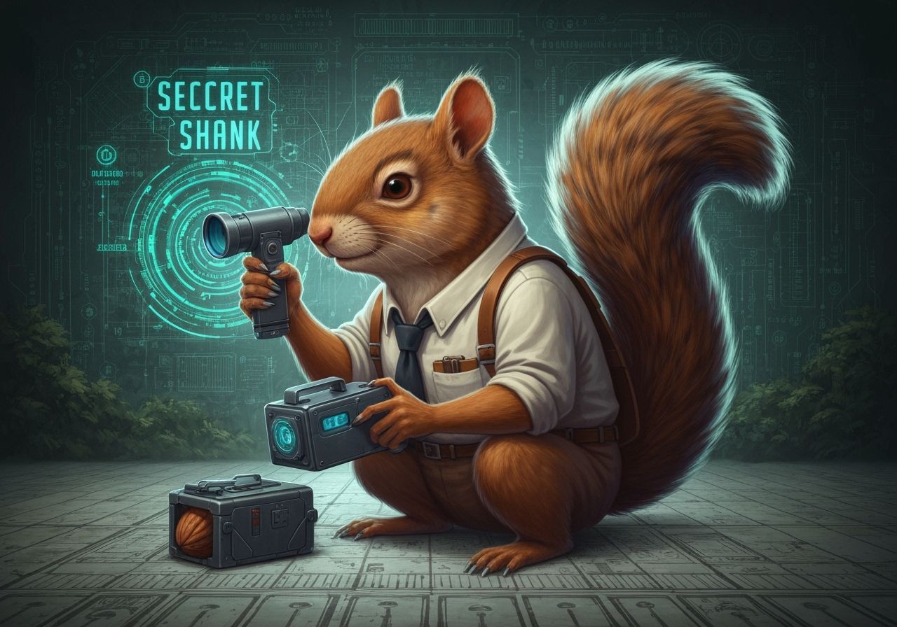 Secret Squirrel Agent with Spy Gadgets at Nut Bank