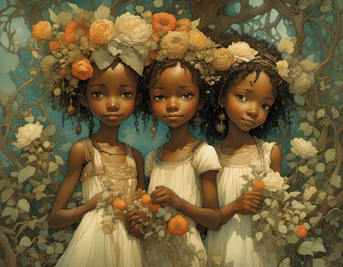 Two Smiling Girls with Volumetric Lighting