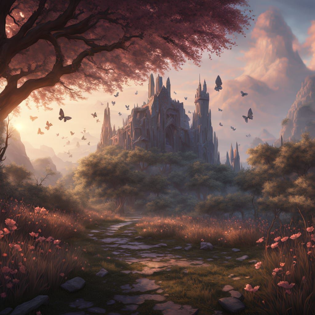 Magical Twilight Meadow with Bioluminescent Wildflowers and ...