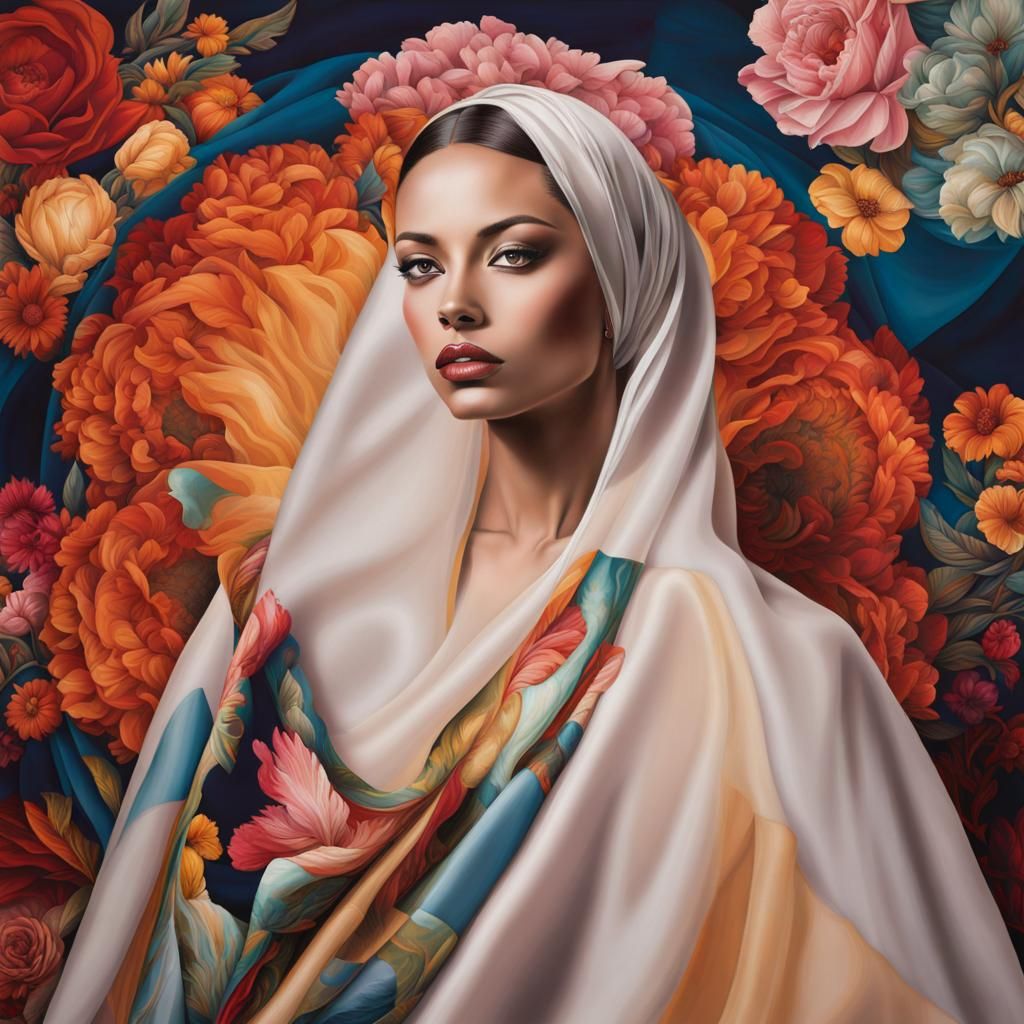 Women in Graffiti Art with Oversized Headscarves