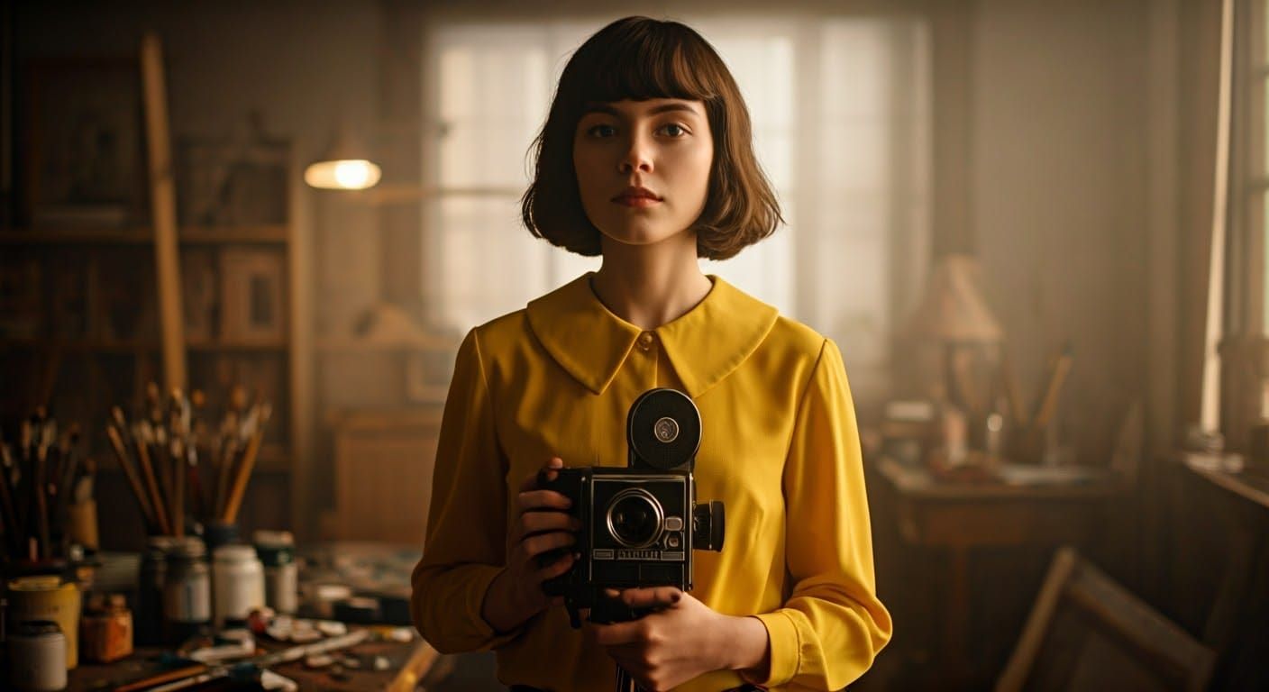 1970s Artist Studio Portrait with Super 8 Camera