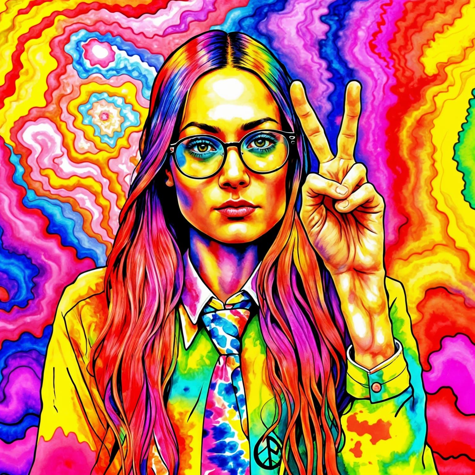 Psychedelic Surrealism: Trippy Watercolor Portrait