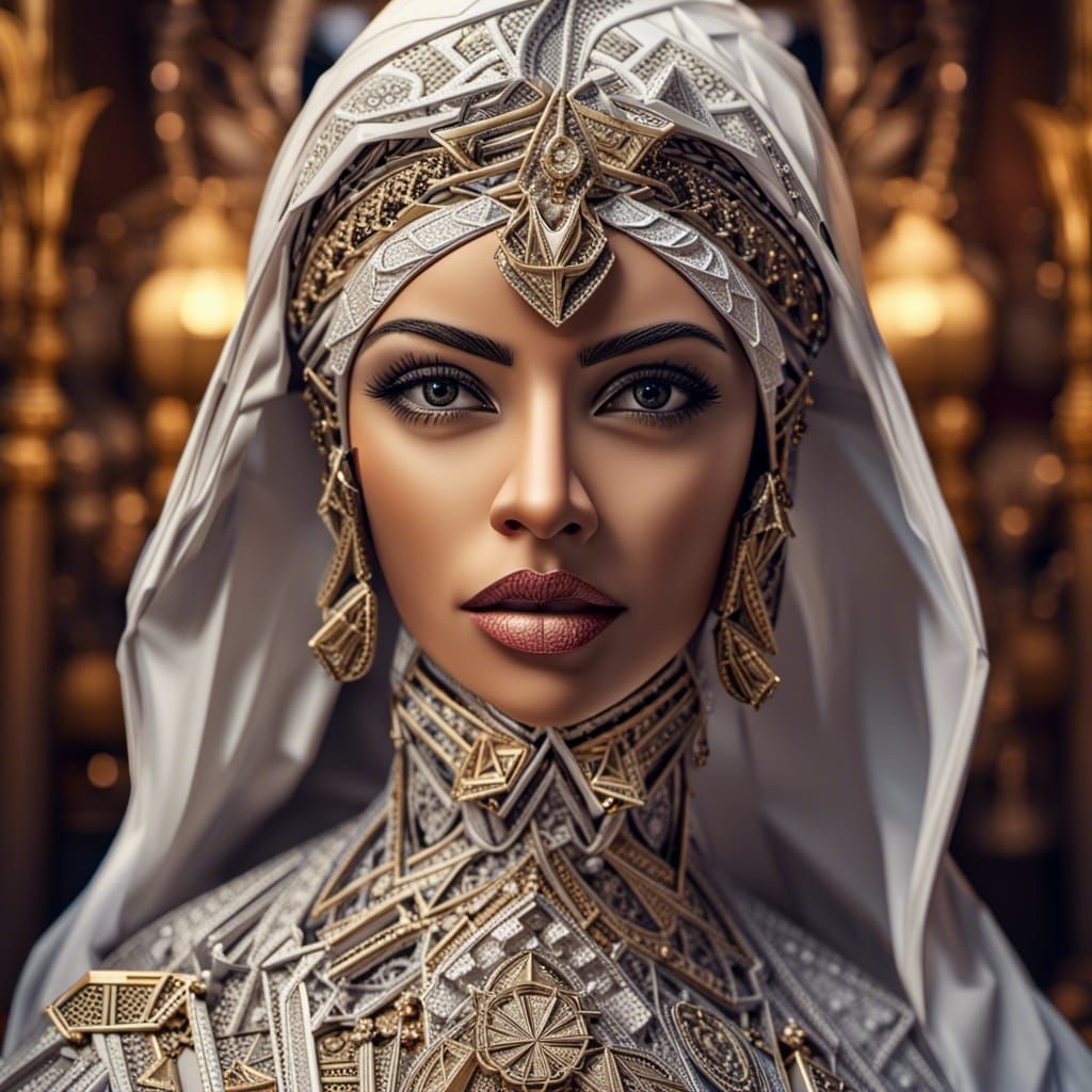 Origami Arabian Queen Face: Intricate and Detailed