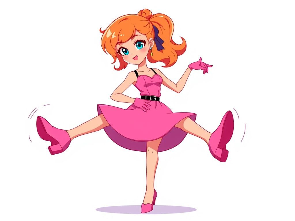 Chibi Anime Girl Tap Dancing in Manga Style