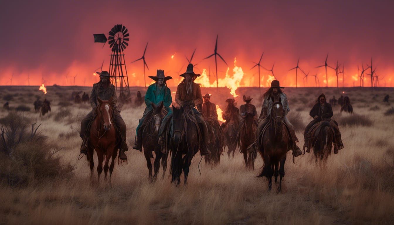 Comanche War Party on Texas Plains at Dusk