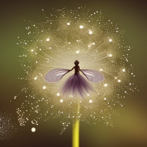 Magical Fairy with Glittering Dandelion Seeds