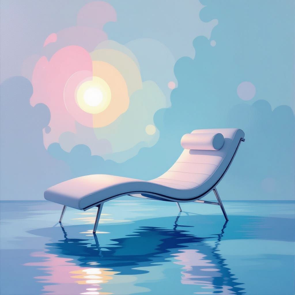 Ethereal Minimalist Chaise Lounge in Pastel Gradients
