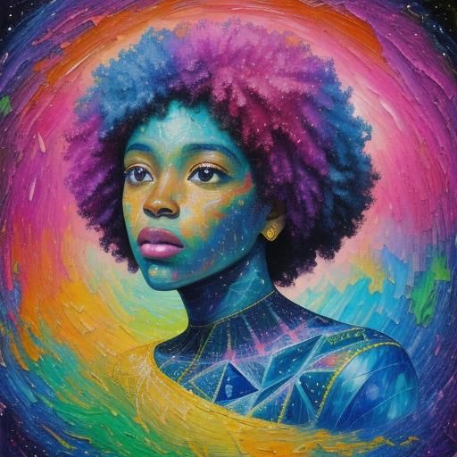 African American Woman: Lucy in the Sky, Astral Illustration